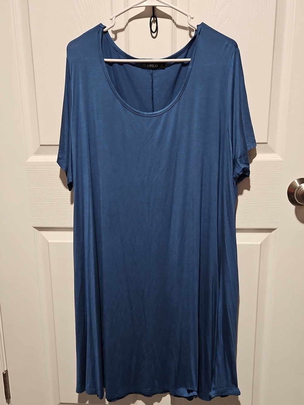 Blue Midi Dress with Scoop Neck